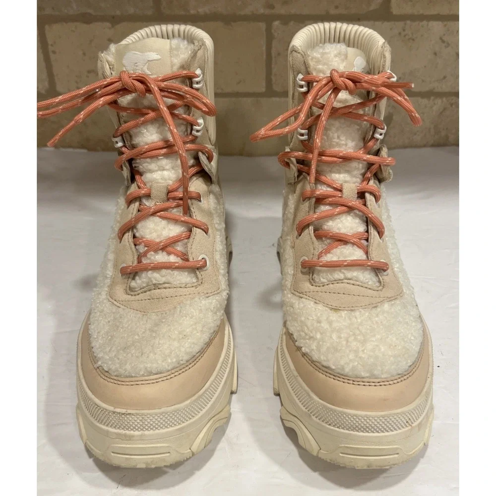 SOREL Brex Boot Cozy Lace Boots Waterproof Nova Sand Sea Salt NL4813-260 Sz. 7.5